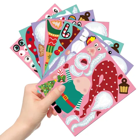 Pegatinas de Expresión DIY de Gnomo de Navidad Adhesivos de Ventana Pegatina de Juego de Fiesta de Duende Decoración