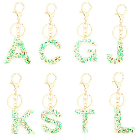 Christmas Resin English Letter Keychain Holiday Gift Personalized Christmas Tree Candy Cane Pattern Bag Charm Key Ring