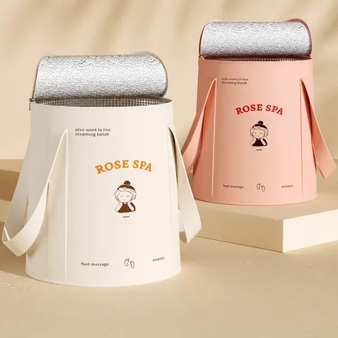 Portable Foldable Foot Bath Basin With Lid Waterproof PVC Thermal Foot Soak Tub Over Calf Portable Home Foot Spa Bucket