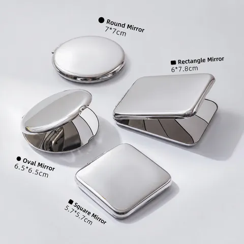 Portable Stainless Steel Folding Double Sided Pocket Makeup Mirror Compact Mini Travel Cosmetic Mirror For Women