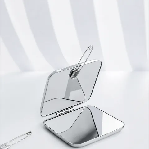 Portable Stainless Steel Folding Double Sided Pocket Makeup Mirror Compact Mini Travel Cosmetic Mirror For Women