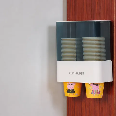 Wall Mounted Disposable Paper Cup Dispenser Automatic Water Cup Holder Plastic Storage Organizer For Home Office Kitchen