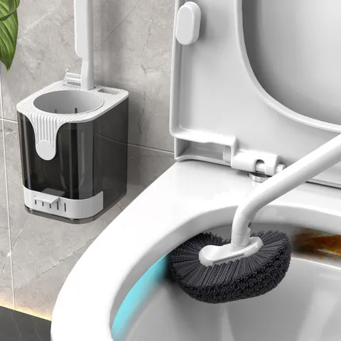 Household Wall Mounted Toilet Brush With Holder And Drainage Base Plastic Toilet Cleaning Brush For Bathroom