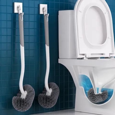 Scopino per WC in Plastica Domestico Senza Angoli Morti Manico Lungo Con Gancio da Parete Per Bagno