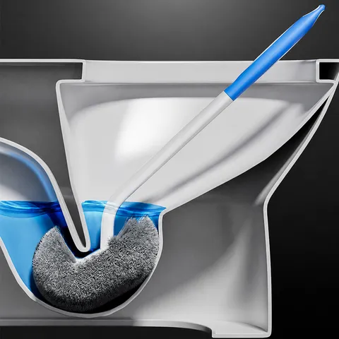 Scopino per WC in Plastica Domestico Senza Angoli Morti Manico Lungo Con Gancio da Parete Per Bagno