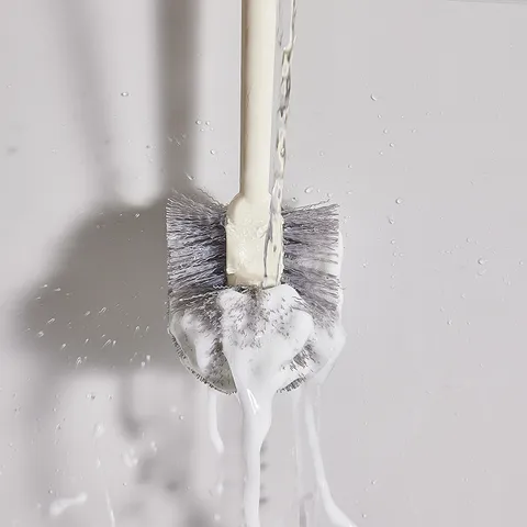 Household Wall Mounted Long Handle Toilet Brush Plastic Flexible Bristles Cleaning Tool For Bathroom Toilet