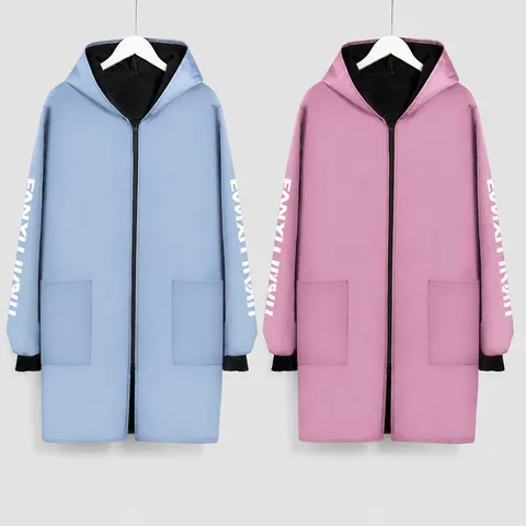 Adult Waterproof Fleece Lined Smock Long Sleeve Hooded Workwear Kitchen Cooking Apron Winter Thermal Coat