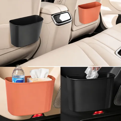 Car Trash Can Automotive Hanging Storage Box Plastic Garbage Bin Multi Functional Car Interior Organizer
