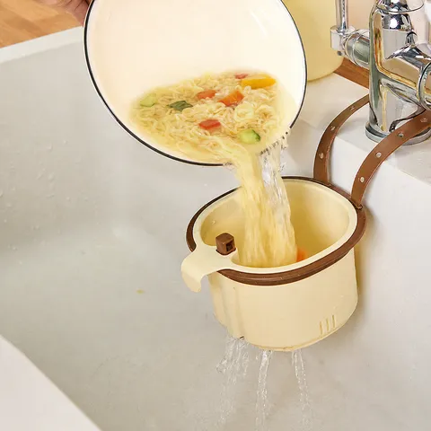 Kitchen Sink Draining Basket Hanging Plastic Strainer Multifunctional Leftover Food Filter Basket For Home Kitchen