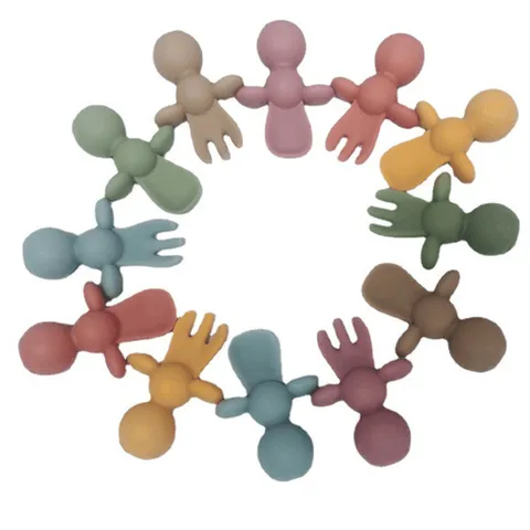 Baby Silicone Fork And Spoon Set Toddler Feeding Training Tableware Cute Duck Shape Infant Food Supplement Cutlery