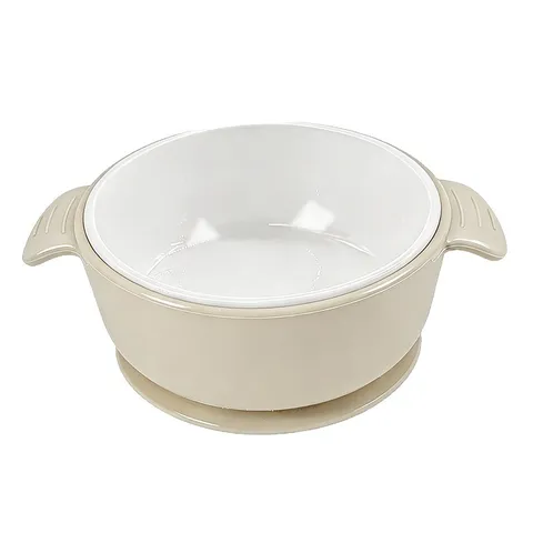 Baby Ceramic Silicone Bowl Double Ear Anti Fall Complementary Food Bowl Suction Cup Kids Feeding Tableware