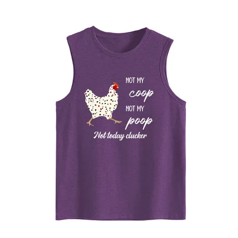 Women Funny Chicken Graphic Print Tank Top Sleeveless Loose Fit Round Neck Cotton Blend Summer Casual Top Shirt