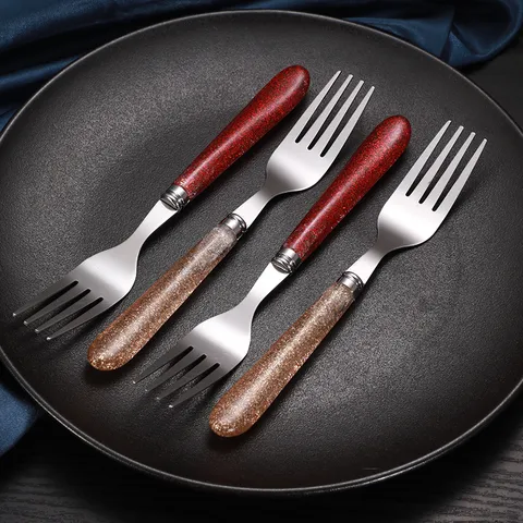 Σετ Μαχαιροπήρουνων από Ανοξείδωτο Ατσάλι με Χρυσή Κουκκίδα Glitter Λαβή για Εστιατόριο Ξενοδοχείου
