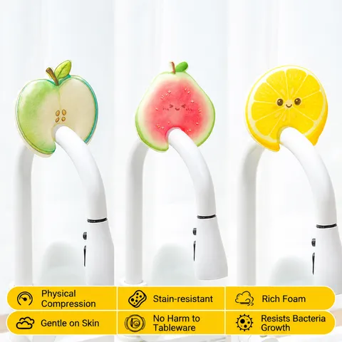 Esponja Limpiadora en Forma de Fruta Linda Esponja de Platos de Cocina Absorbente Secado Rápido Almohadilla de Esponja