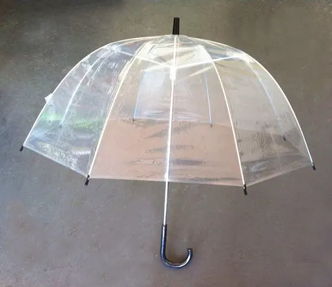Ombrello Trasparente a Manico Lungo 8 Stecche PVC Impermeabile Ombrello da Pioggia Dritto Antivento per Esterni