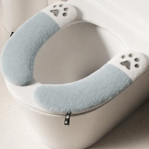 Verdickter Plüsch Toilettensitzbezug Süße Katzenpfote Waschbar Warme Toilettenmatte Universal Weicher Toilettendeckel Kissen Zuhause Bad