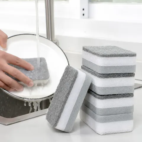 Double Sided Nano Cleaning Sponge Dishwashing Scrub Sponge For Kitchen Household Pot Pan Cleaning Tool