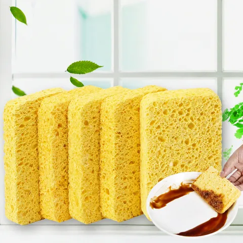 Natural Wood Pulp Sponge Kitchen Dishwashing Cleaning Sponge Absorbent Thickened Scouring Pad Pot Bowl Wipe Kitchen Tool