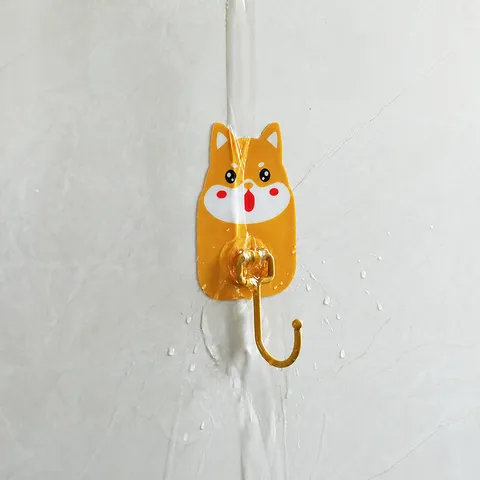 Carino Gancio da Muro per Animali dei Cartoni Animati Supporto per Chiavi Adesivo Resistente Senza Punzone Cucina Bagno Gancio in Acciaio Inossidabile