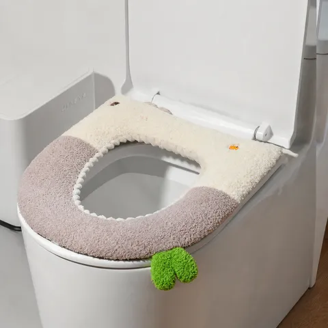 Verdickter Plüsch Toilettensitzbezug Süße Capybara Winter Warm Waschbar Universal Toilettenmatte Mit Griff Badezimmer Zubehör