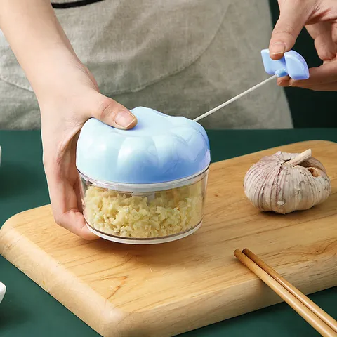 Manual Garlic Press Multi Functional Garlic Mincer Hand Pull Food Chopper Kitchen Vegetable Cutter With Stainless Steel Blades