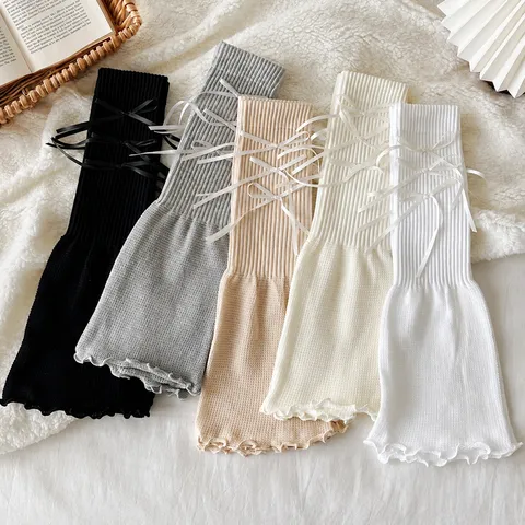 Damen Y2K Süße Schleife Beinwärmer Japanischer Stil Süß Lolita Gestrickte Gestapelte Socken JK Uniform Kawaii Modeaccessoires