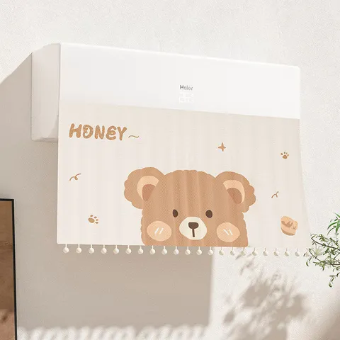Household Air Conditioner Windshield Curtain Anti Direct Blowing Dust Cover with Cute Cartoon Flower Animal Pattern