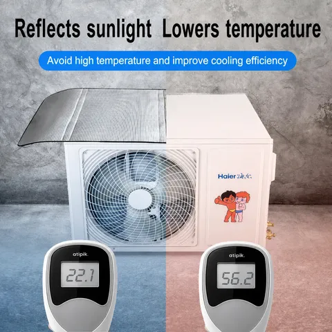 Housse de Protection pour Unité Extérieure de Climatiseur en Feuille d'Aluminium Thermique Imperméable Pare-soleil Anti-poussière Universel