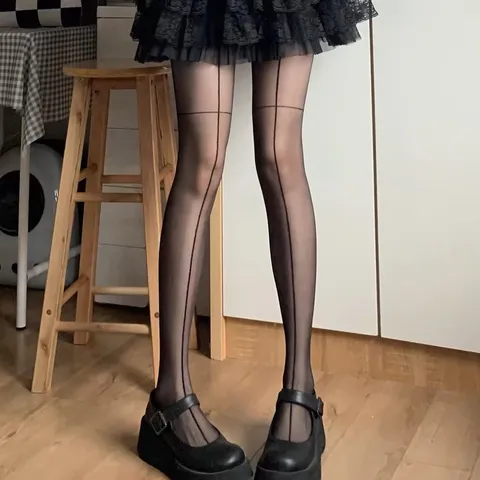 Women Sexy Sheer Pantyhose Back Seam Tights Spring Summer Thin Translucent Stockings Slimming Legwear