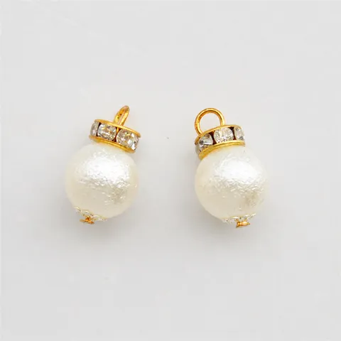 Artificial Pearl Pendant DIY Jewelry Making Component Featuring Rhinestone Ring Geometric Design Charm Accessory