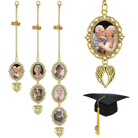 DIY Graduation Photo Tray Tassel Pendant Alloy Memorial Picture Frame Charm Cap Pendant Accessory Gift