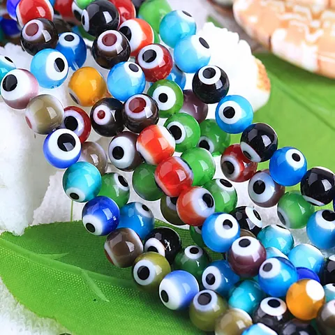 Turkish Evil Eye Glass Loose Beads Colorful Round Glass Beads For DIY Jewelry Making Bracelet Necklace Craft Supplies