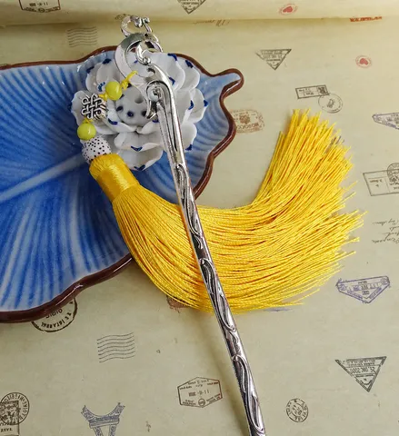 Chinese Style Metal Phoenix Bookmark With Tassel Bodhi Beads Alloy Vintage Reading Accessories Book Lovers Gift