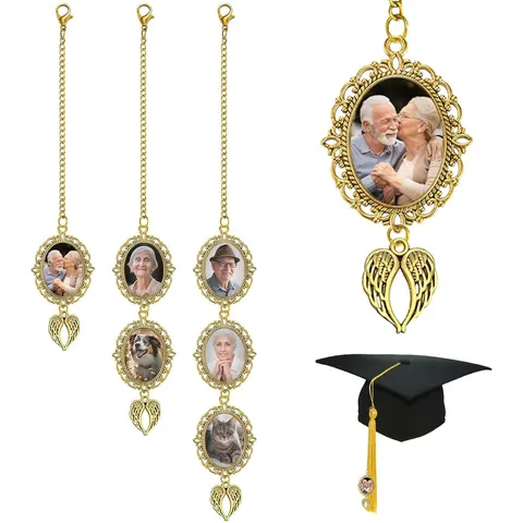 DIY Graduation Photo Tray Tassel Pendant Alloy Memorial Picture Frame Charm Cap Pendant Accessory Gift