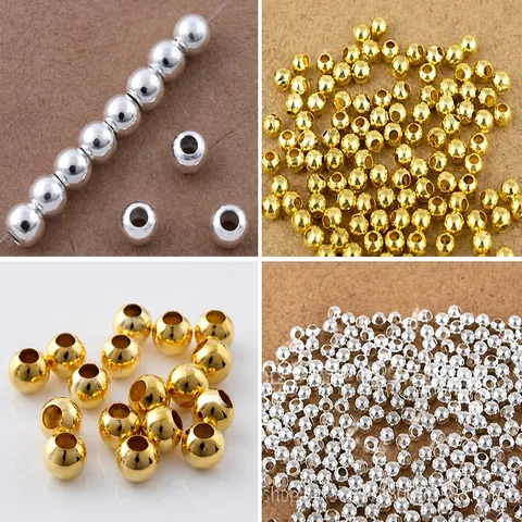 DIY Iron Metal Beads Spacer Beads Gold and Silver Plated Assorted Sizes For Jewelry Making Craft Accessories