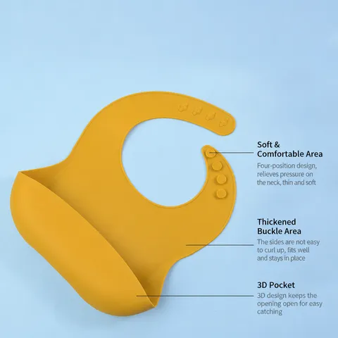 Baby Silicone Bib Waterproof Food Catcher Infant Feeding Bibs Soft Adjustable Toddler Bib Easy Clean Dining Accessory