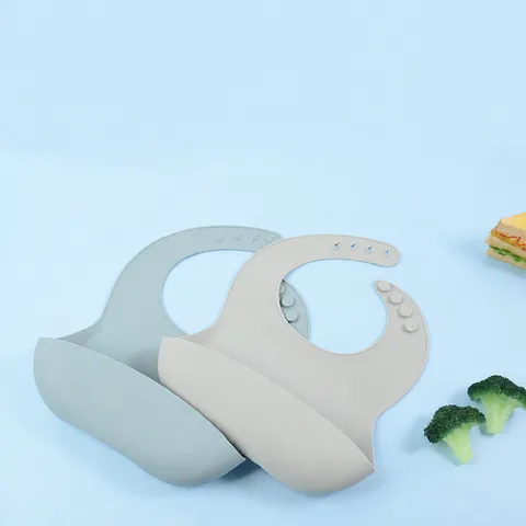 Baby Silicone Bib Waterproof Food Catcher Infant Feeding Bibs Soft Adjustable Toddler Bib Easy Clean Dining Accessory
