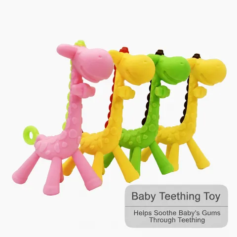 Baby Silicone Giraffe Teether Infant Teething Chew Toy Safe Soft Chewing Toy For Newborn Nursery Toddler Gift