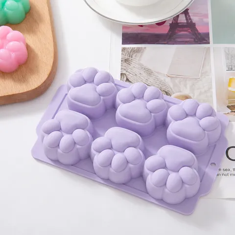 Household Silicone Cat Paw Mold Baking Tray Baby Food Supplement Jelly Pudding Cake Mold With Lid Cute Kitchen Tool