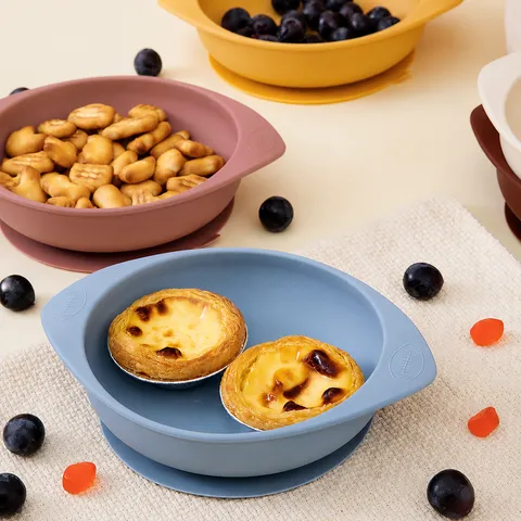 Baby Food Bowl Food Grade Silicone Infant Suction Bowl Cute Cartoon Tableware Toddler Feeding Bowl Anti-Spill Dinnerware