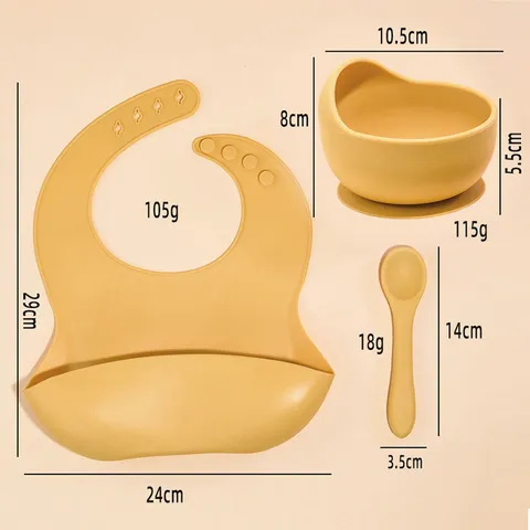 Baby Silicone Feeding Snail Suction Bowl Bib And Spoon Food Grade Infant Tableware Toddler Weaning Supplies