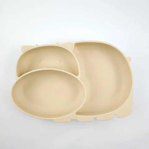 Baby Silicone Divided Dinner Plate Cute Animal Shaped Feeding Tableware With Fork Spoon Set Infant Kids Feeding Tools