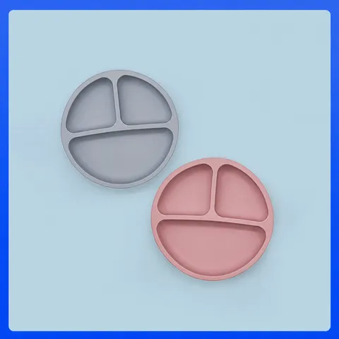 Baby Silicone Dinner Plate Infant Suction Food Plate Toddler Feeding Tableware Drop Resistant Silicone Plate