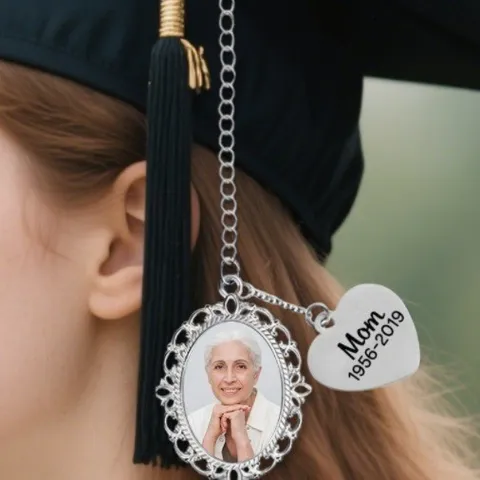 DIY Graduation Cap Tassel Pendant Alloy Time Gemstone Photo Frame Cap Charm Memorial Graduation Party Jewelry Gift
