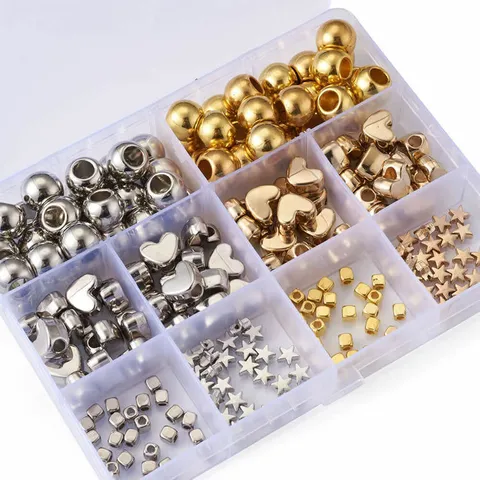 Plastic CCB Beads DIY Jewelry Making Findings Loose Beads Gold Silver Rose Gold Round Spacer Beads Assorted Sizes Hole Craft