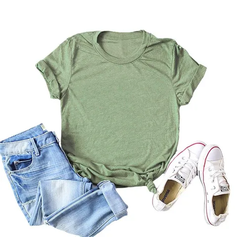 Camiseta Casual Unisex de Color Sólido Manga Corta Corte Holgado Cuello Redondo Algodón Top