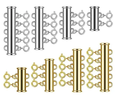 Multi Strand Magnetic Necklace Clasps Copper Electroplated Tube Slide Lock Clasps DIY Jewelry Making Findings Accessories