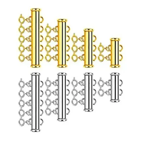 Multi Strand Magnetic Necklace Clasps Copper Electroplated Tube Slide Lock Clasps DIY Jewelry Making Findings Accessories