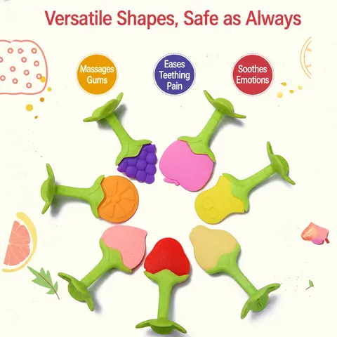 Baby Teething Toy Silicone Fruit Teether Anti Hand Eating Molar Stick For 3 Months And Up Infant Oral Stage Teething Relief