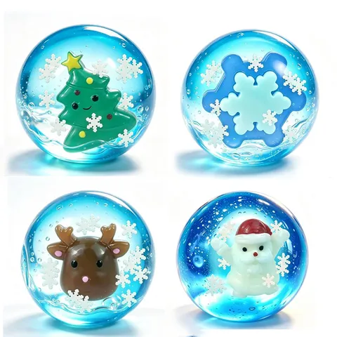 Christmas Squishy Decompression Ball Transparent Liquid Stress Relief Toy Santa Claus Tree Deer Snowflake Sensory Fidget Toy